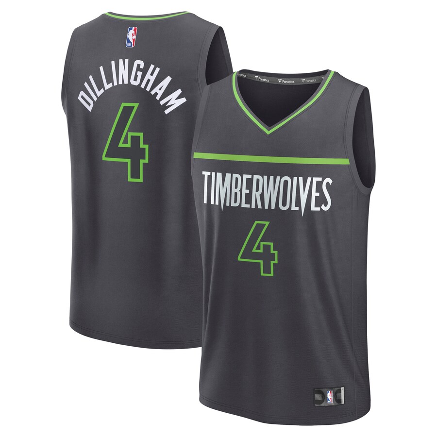 Men's Minnesota Timberwolves Rob Dillingham Fanatics Charcoal Fast Break Replica Player Jersey - Statement Edition