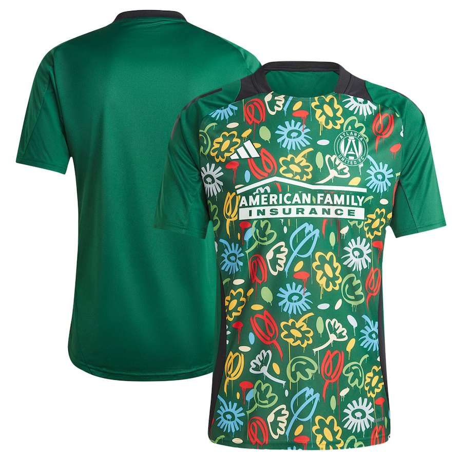 Men's Atlanta United FC adidas Green 2024 One Planet Pre-Match Top