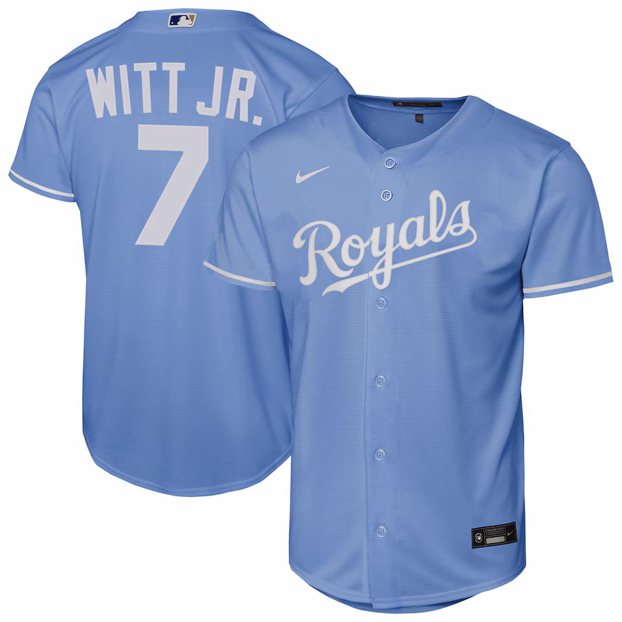 Youth Kansas City Royals Bobby Witt Jr. Nike Light Blue Alternate Replica Jersey