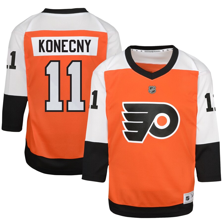 Youth Philadelphia Flyers Travis Konecny Burnt Orange Home Replica Player Jersey