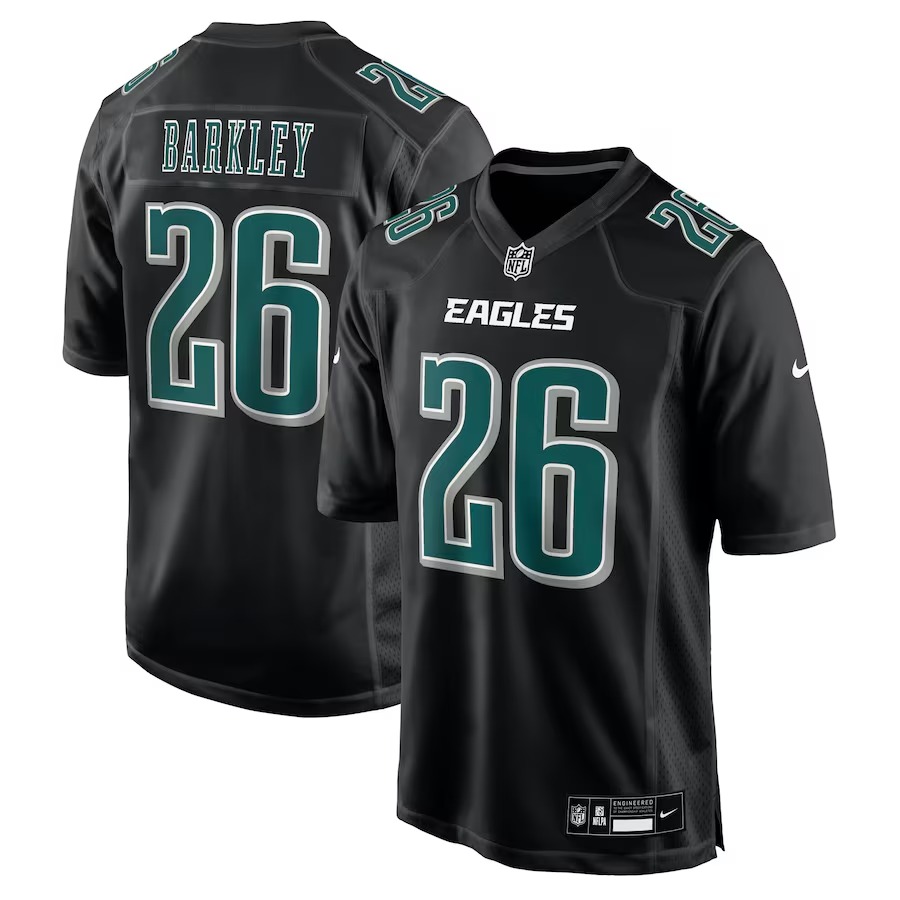 Men's Philadelphia Eagles Saquon Barkley Nike Carbon Black Carbon Fashion Jersey