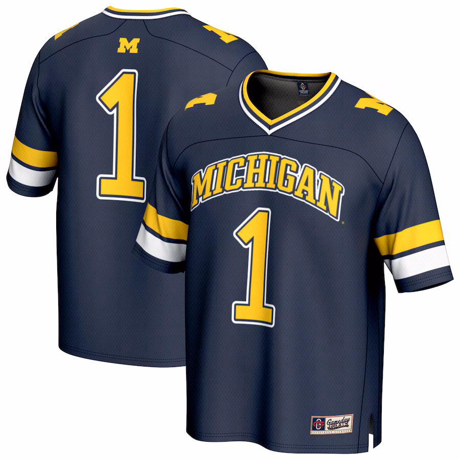 GameDay Greats #1 Navy Michigan Wolverines Lightweight Collegiate Football Fashion Jersey