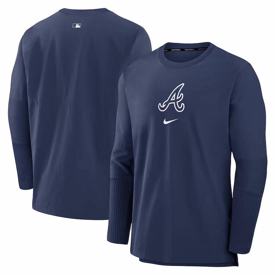 Men's Atlanta Braves Nike Navy Authentic Collection Player Performance Pullover Sweatshirt