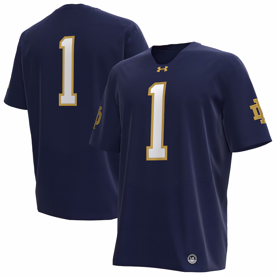 #1 Notre Dame Fighting Irish Under Armour Replica Football Jersey - Navy