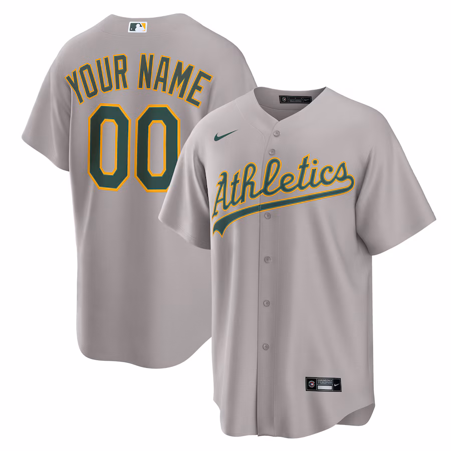 Men's Athletics Nike Gray Road Custom Replica Jersey