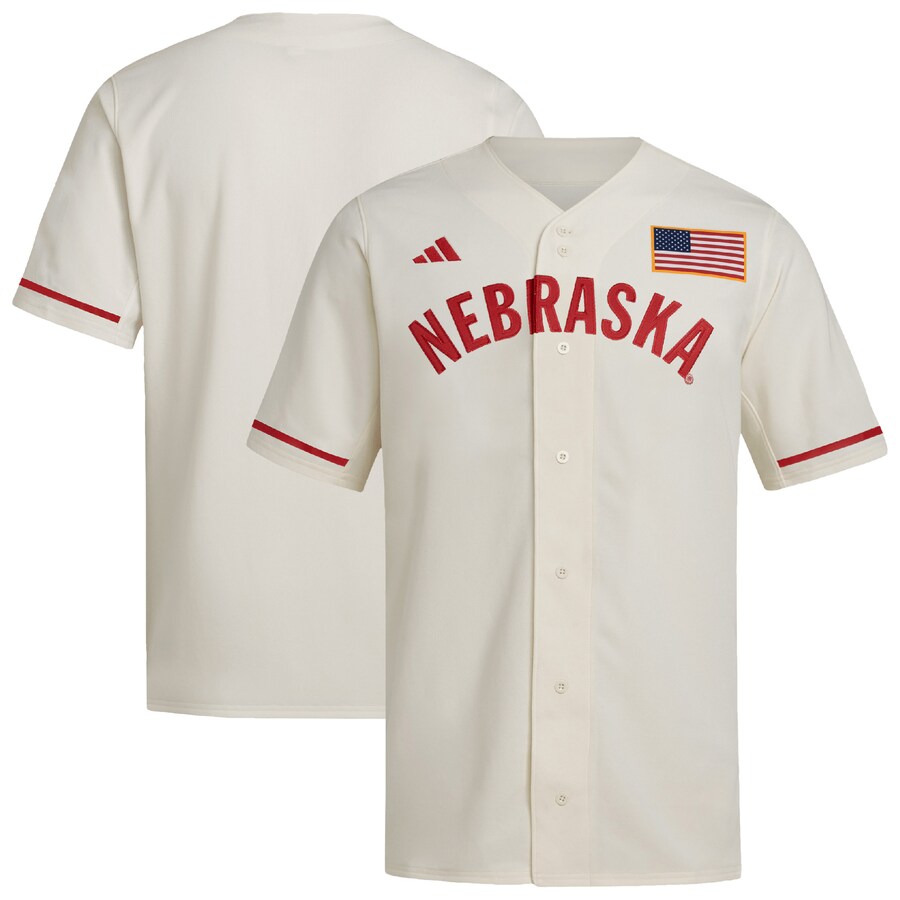 Men's adidas  Cream Nebraska Huskers Replica Baseball Jersey