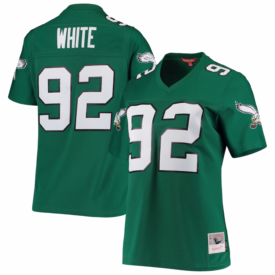 Women's Philadelphia Eagles Reggie White Mitchell & Ness Kelly Green 1990 Legacy Replica Jersey