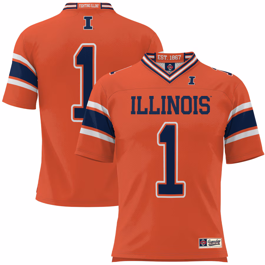 Men's GameDay Greats #1 Orange Illinois Fighting Illini Football Jersey