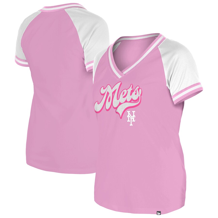 Women's New York Mets New Era Light Pink Gameday V-Neck T-Shirt