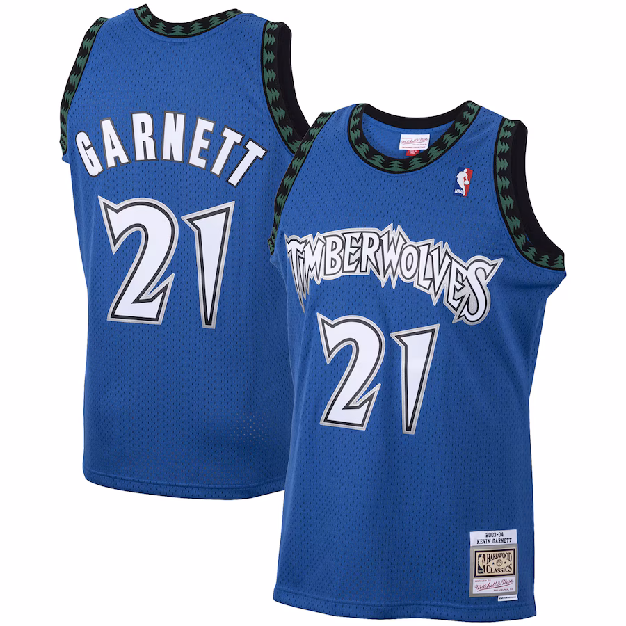 Men's Minnesota Timberwolves Kevin Garnett Mitchell & Ness Blue Big & Tall 2003/04 Hardwood Classics Swingman Jersey