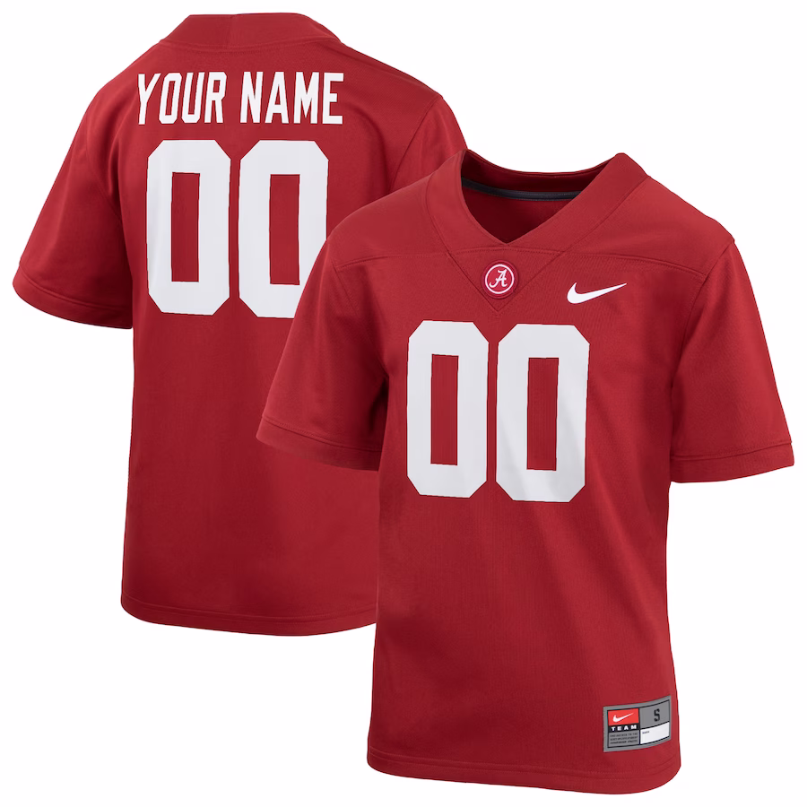 Alabama Crimson Tide Nike Youth  Custom Football Game Jersey – Crimson