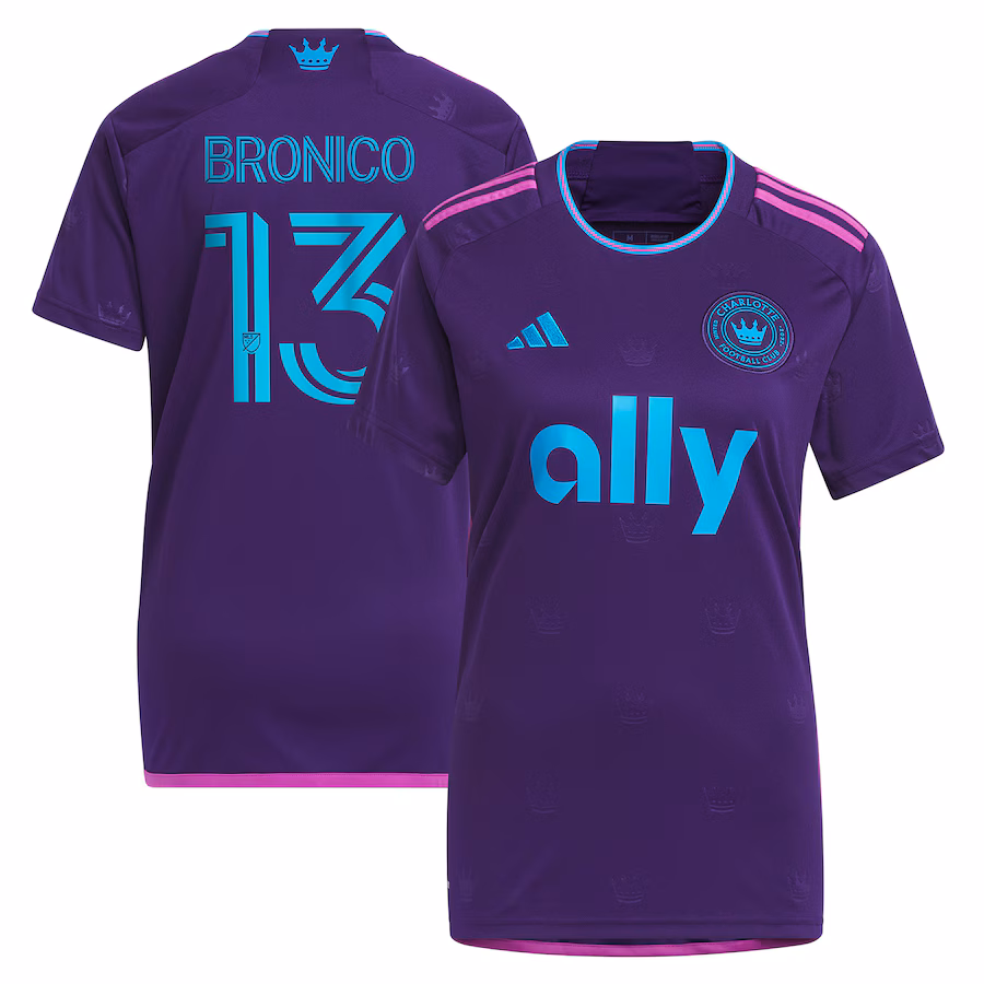 Women's Charlotte FC Brandt Bronico adidas Purple 2023 Crown Jewel Kit Replica Jersey