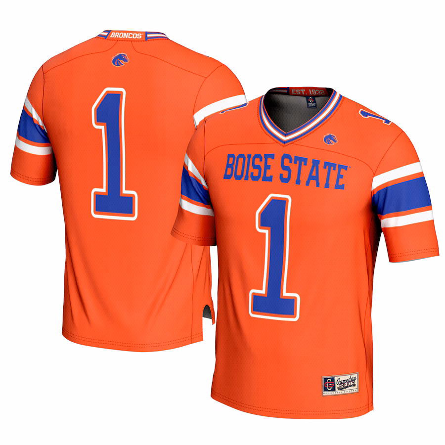 Men's GameDay Greats #1 Orange Boise State Broncos Football Jersey
