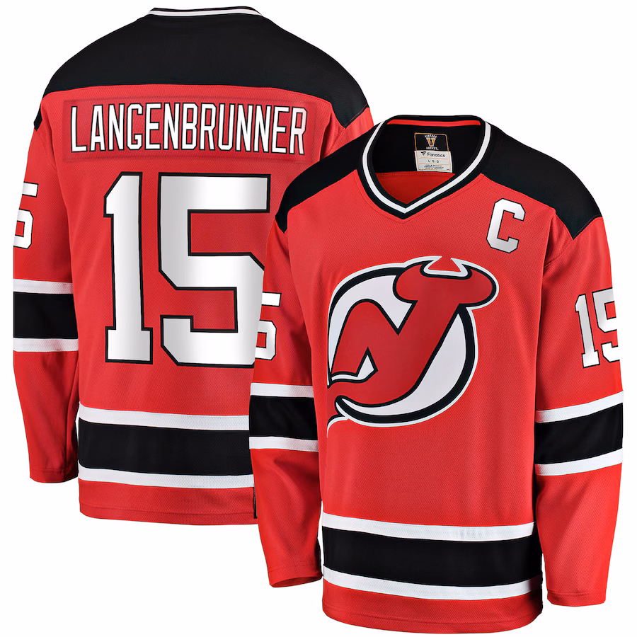 Men's New Jersey Devils Jamie Langenbrunner Fanatics Red Premier Breakaway Retired Player Jersey