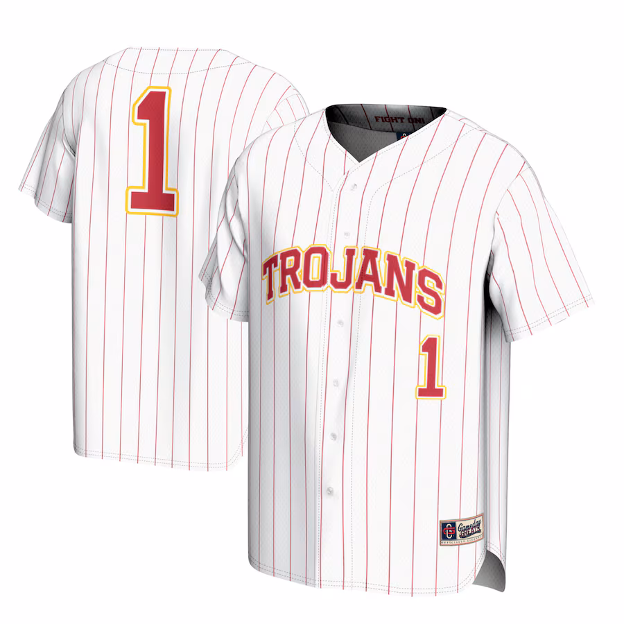 Youth GameDay Greats #1 White USC Trojans Lightweight Baseball Jersey