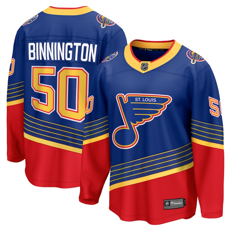 Men's St. Louis Blues Jordan Binnington Fanatics Royal Alternate Premier Breakaway Player Jersey
