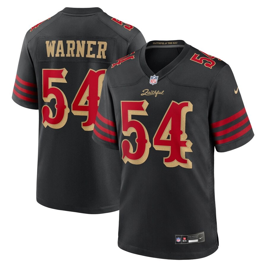 Men's San Francisco 49ers Fred Warner Nike Black 2025 Rivalries Collection Game Jersey