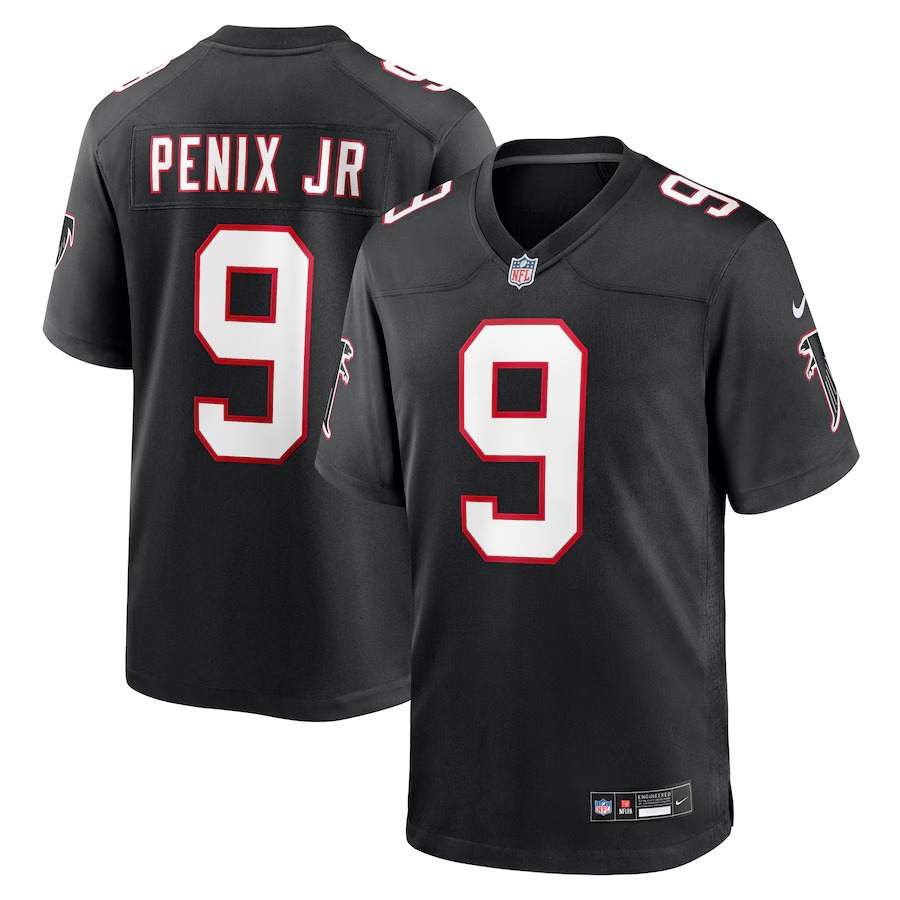 Men's Atlanta Falcons Michael Penix Jr. Nike  Black Throwback Game Jersey