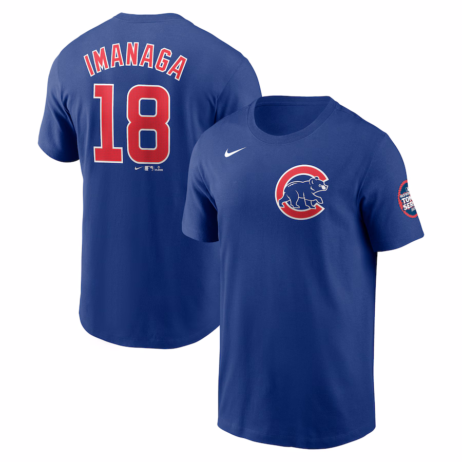 Men's Chicago Cubs Shōta Imanaga Nike Royal 2025 MLB World Tour: Tokyo Series Name & Number T-Shirt