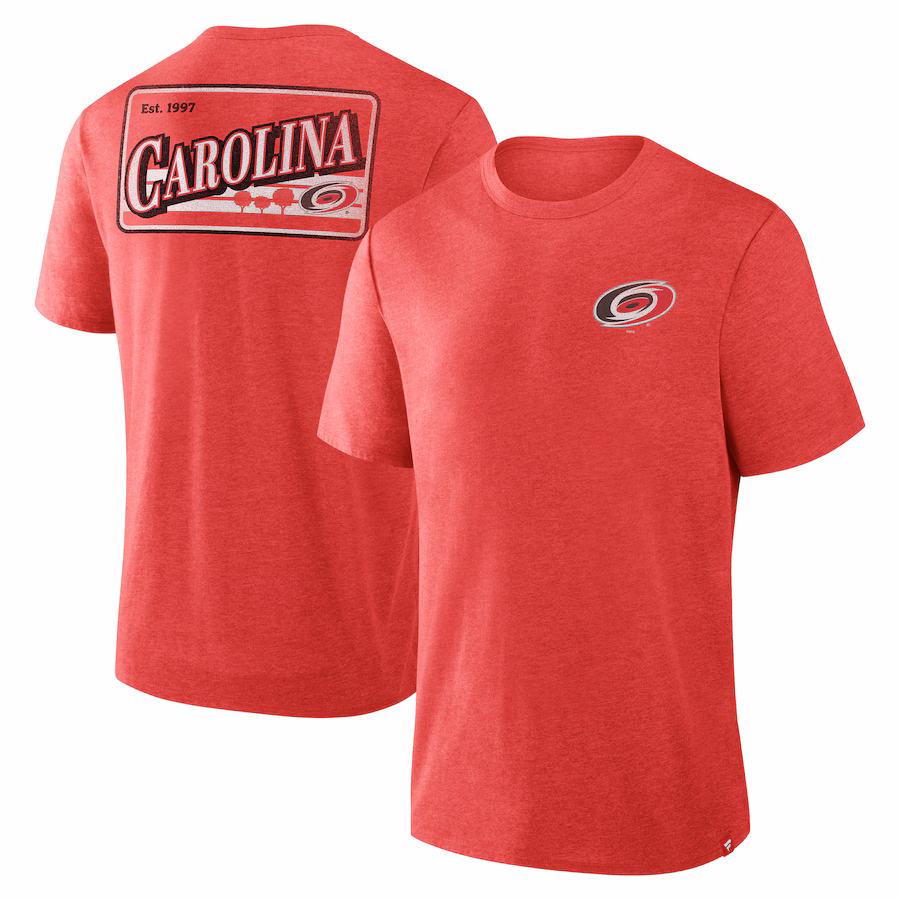 Men's Carolina Hurricanes Fanatics Heather Red Fan Lanes Tri-Blend T-Shirt