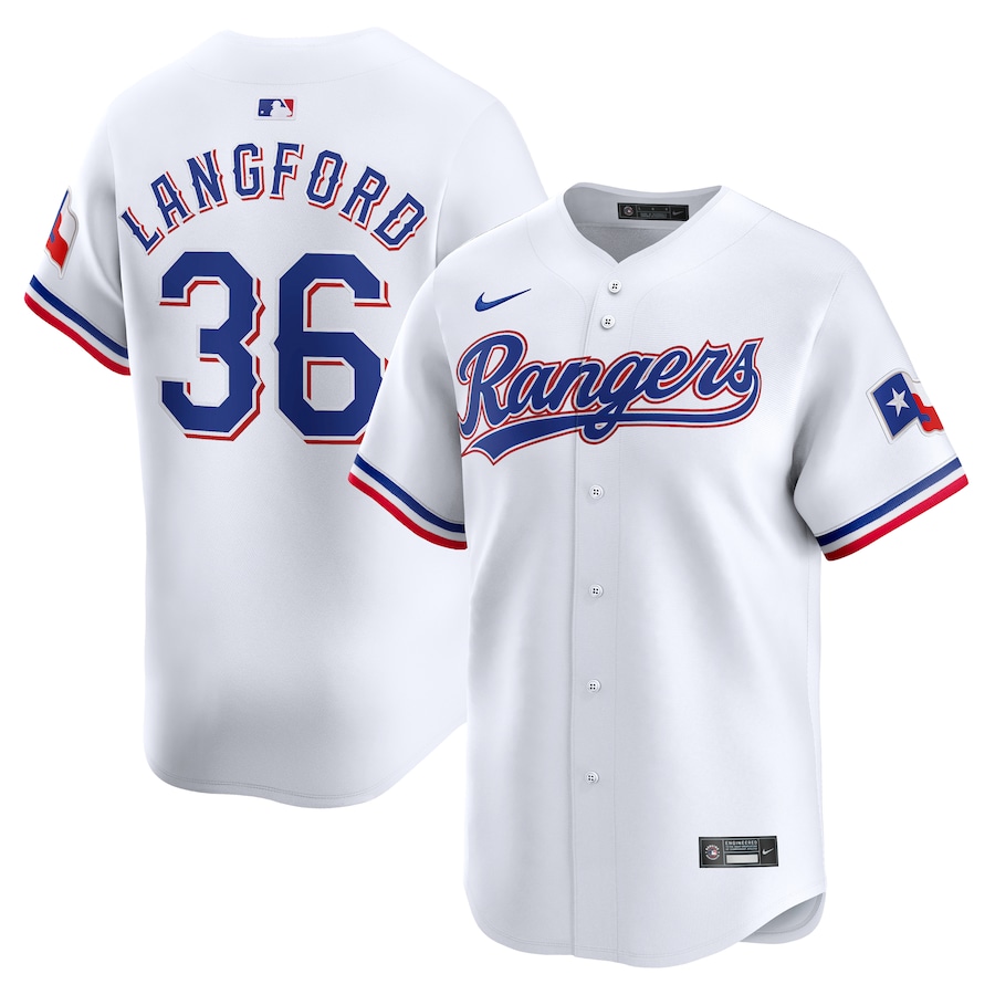 Men's Texas Rangers Wyatt Langford Nike White Home Limited Player Jersey