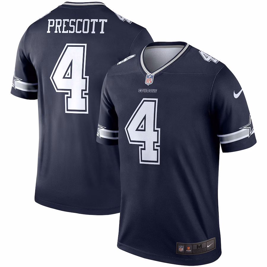Men's Dallas Cowboys Dak Prescott Nike Navy Legend Player Performance Top