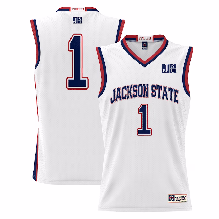 #1 Jackson State Tigers GameDay Greats Youth Lightweight Basketball Jersey - White