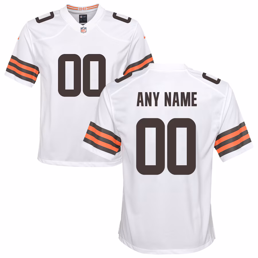 Youth Nike Cleveland Browns White Custom Game Jersey