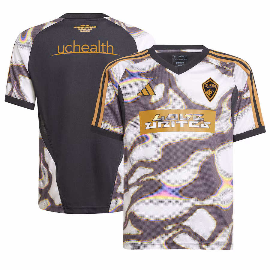 Youth Colorado Rapids adidas Black 2024 Pride Pre-Match Top