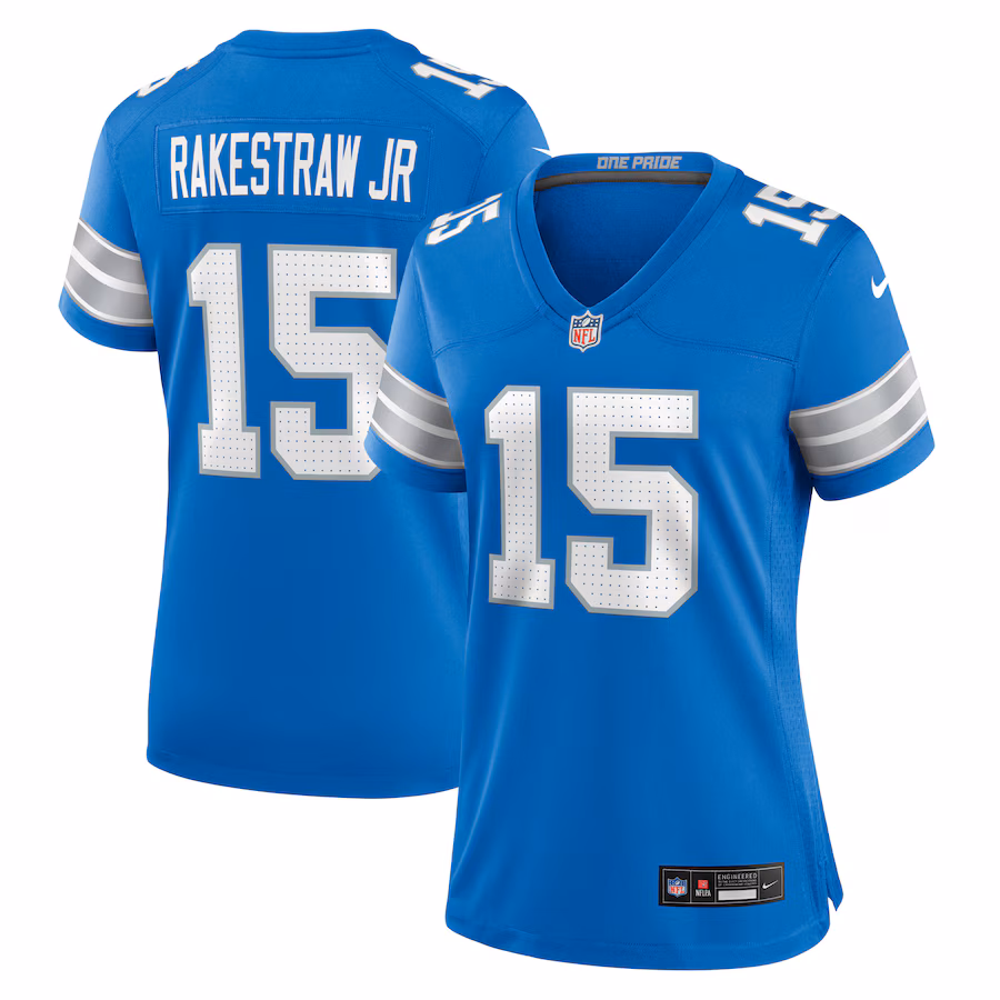 Women's Detroit Lions Ennis Rakestraw Jr. Nike Blue Team Game Jersey