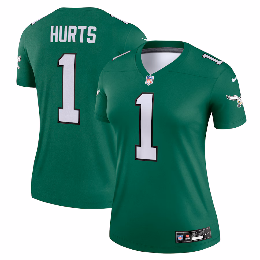 Women's Philadelphia Eagles Jalen Hurts Nike Kelly Green Alternate Legend Player Performance Top