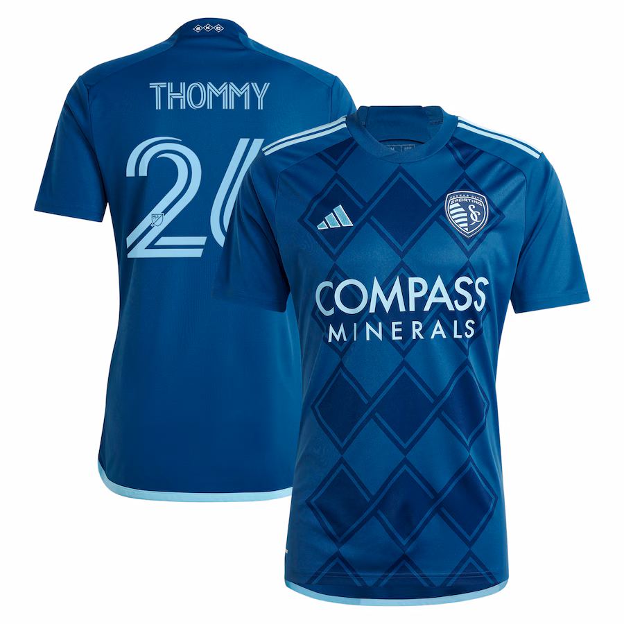 Men's Sporting Kansas City Erik Thommy adidas Navy 2024 Diamonds Our Forever Replica Player Jersey