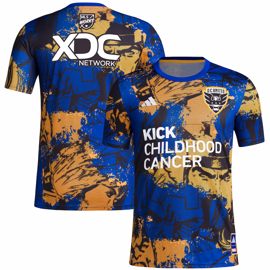 Men's D.C. United adidas Royal 2023 MLS Works Kick Childhood Cancer x Marvel Pre-Match Top