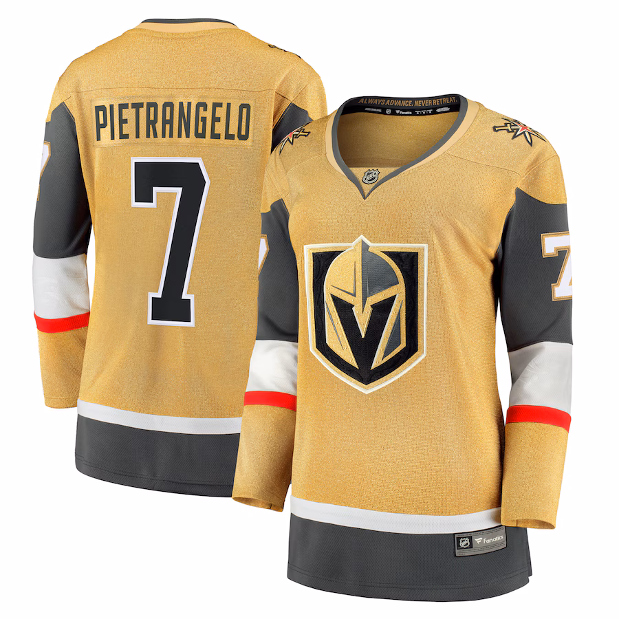 Women's Vegas Golden Knights Alex Pietrangelo Fanatics Gold Home Breakaway Player Jersey
