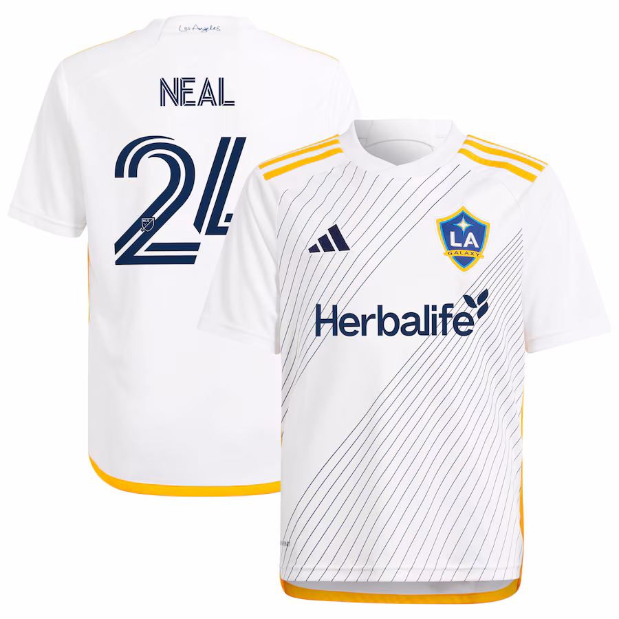 Youth LA Galaxy Jalen Neal adidas White 2024 Angeleno Kit Replica Player Jersey