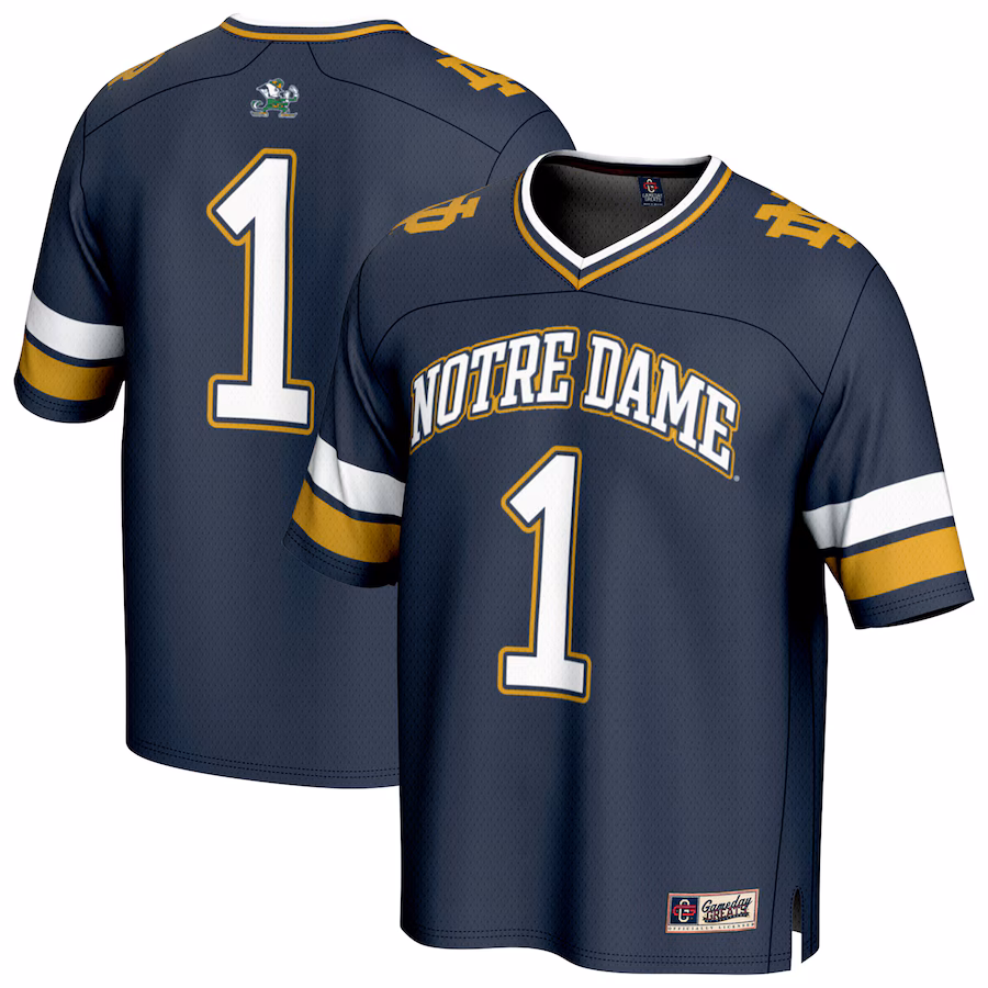 Unisex GameDay Greats #1 Navy Notre Dame Fighting Irish Lightweight Collegiate Football Fashion Jersey