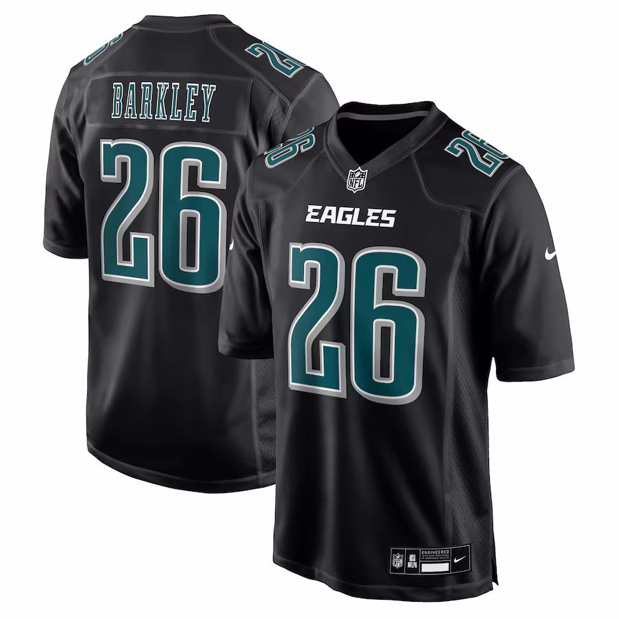 Men's Philadelphia Eagles Saquon Barkley Nike Carbon Black Carbon Fashion Jersey