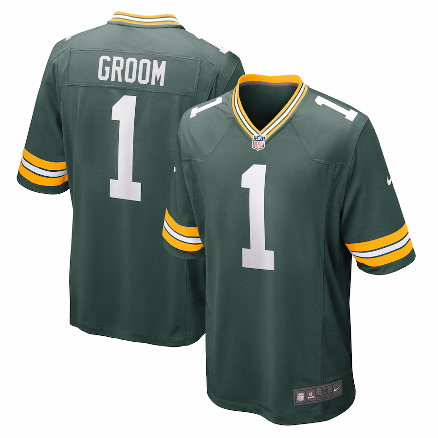 Men's Green Bay Packers Number 1 Groom Nike Green Game Jersey
