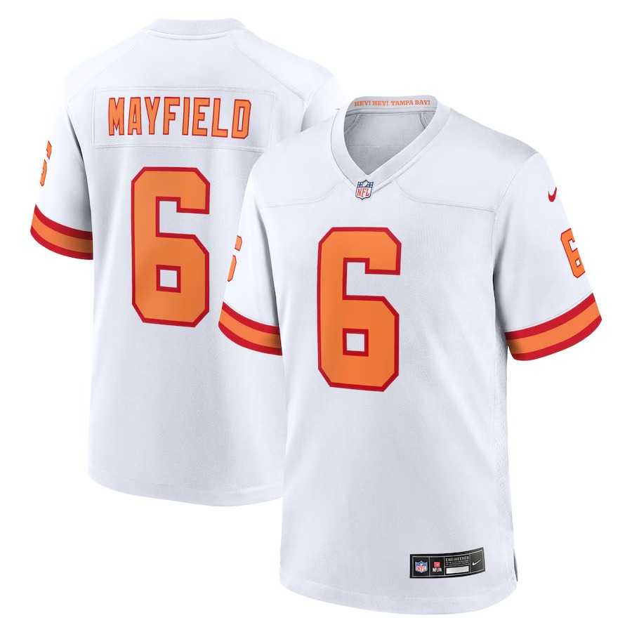 Men's '76 Tampa Bay Buccaneers Baker Mayfield Nike White Player Game Jersey