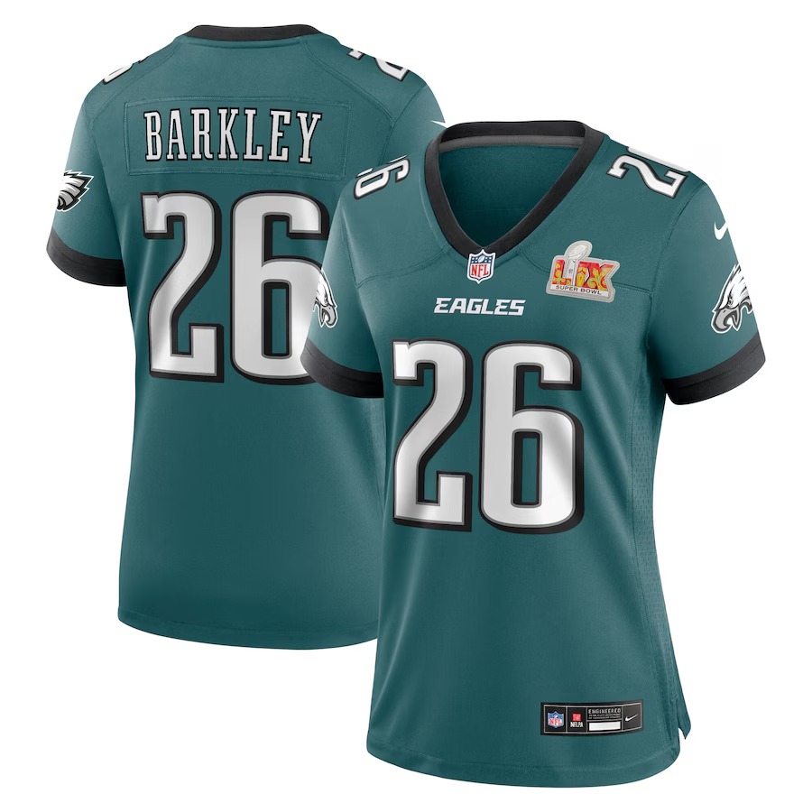 Women's Philadelphia Eagles Saquon Barkley Nike Midnight Green Super Bowl LIX Game Player Jersey