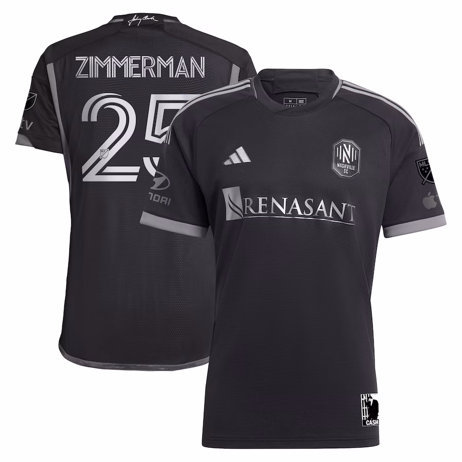 Men's Nashville SC Walker Zimmerman adidas Black 2023 Man In Black Kit Authentic Player Jersey