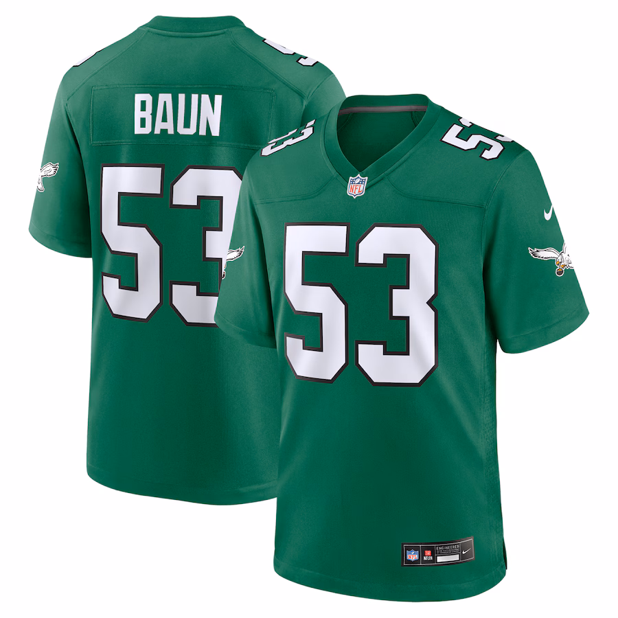 Men's Philadelphia Eagles Zack Baun Nike Kelly Green Alternate Game Jersey