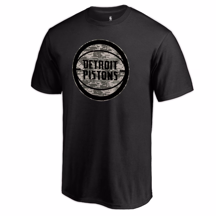 Men's Detroit Pistons Black Cloak Camo T-Shirt