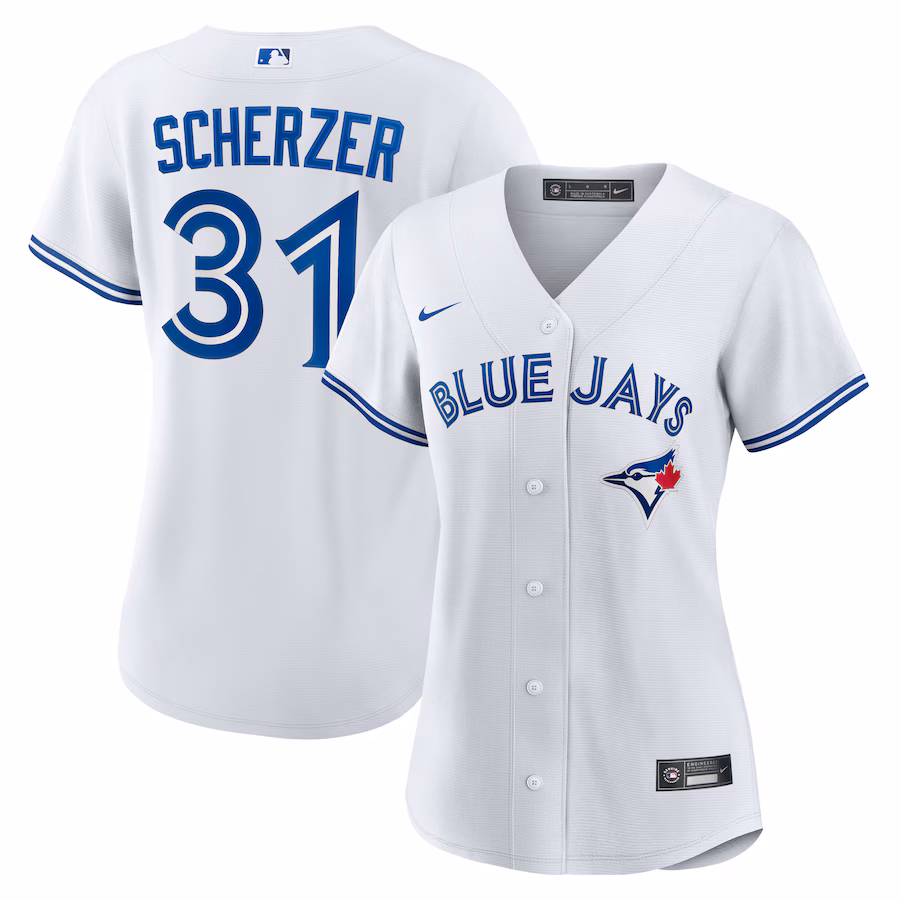 Women's Toronto Blue Jays Max Scherzer Nike White Home Replica Jersey
