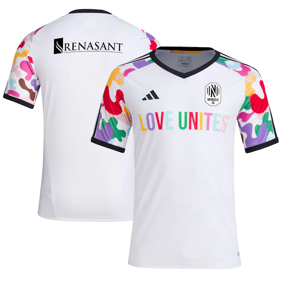 Men's Nashville SC  adidas White 2023 Pride Pre-Match Top