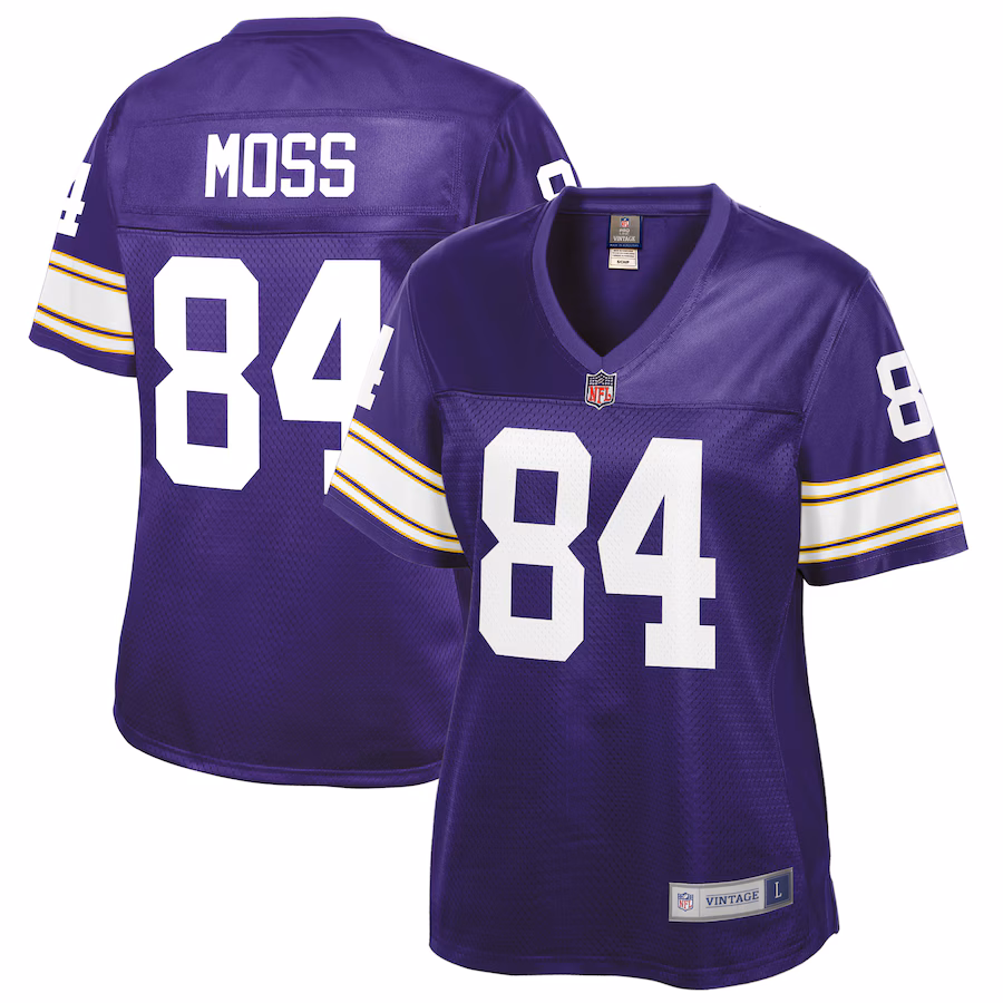 Women's Minnesota Vikings Randy Moss NFL Pro Line Purple Retired Player Replica Jersey
