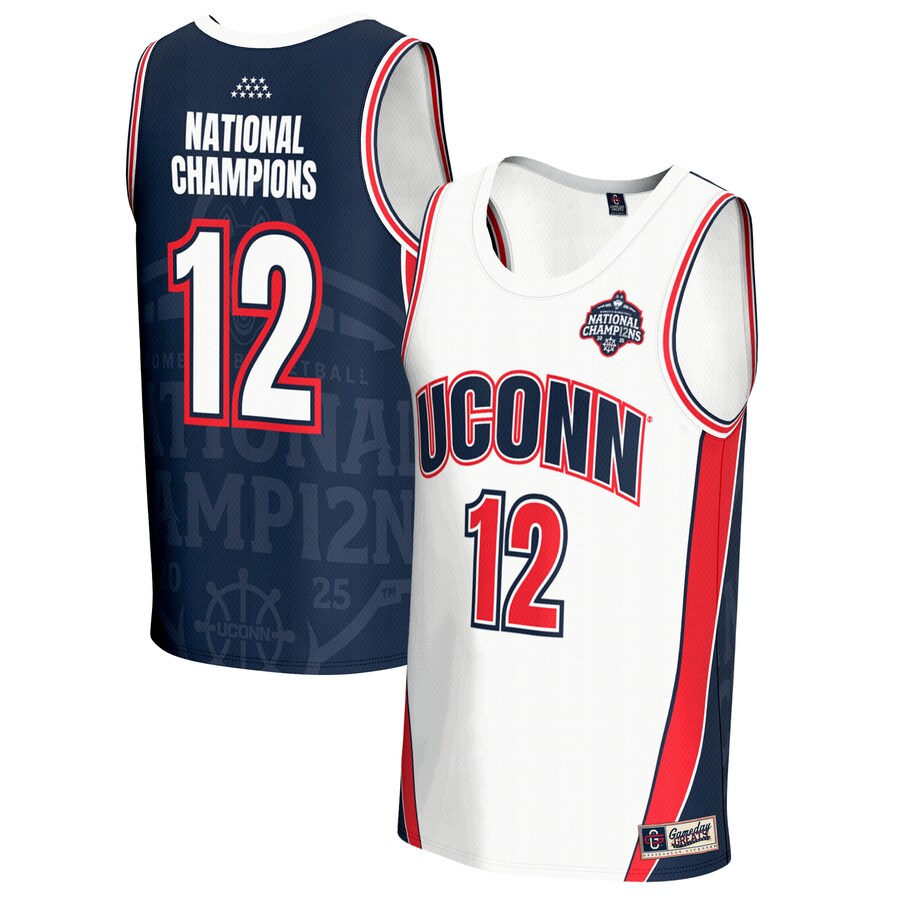 Youth GameDay Greats  White UConn Huskies 2025 NCAA Women's Basketball National Champions Lightweight Fashion Jersey