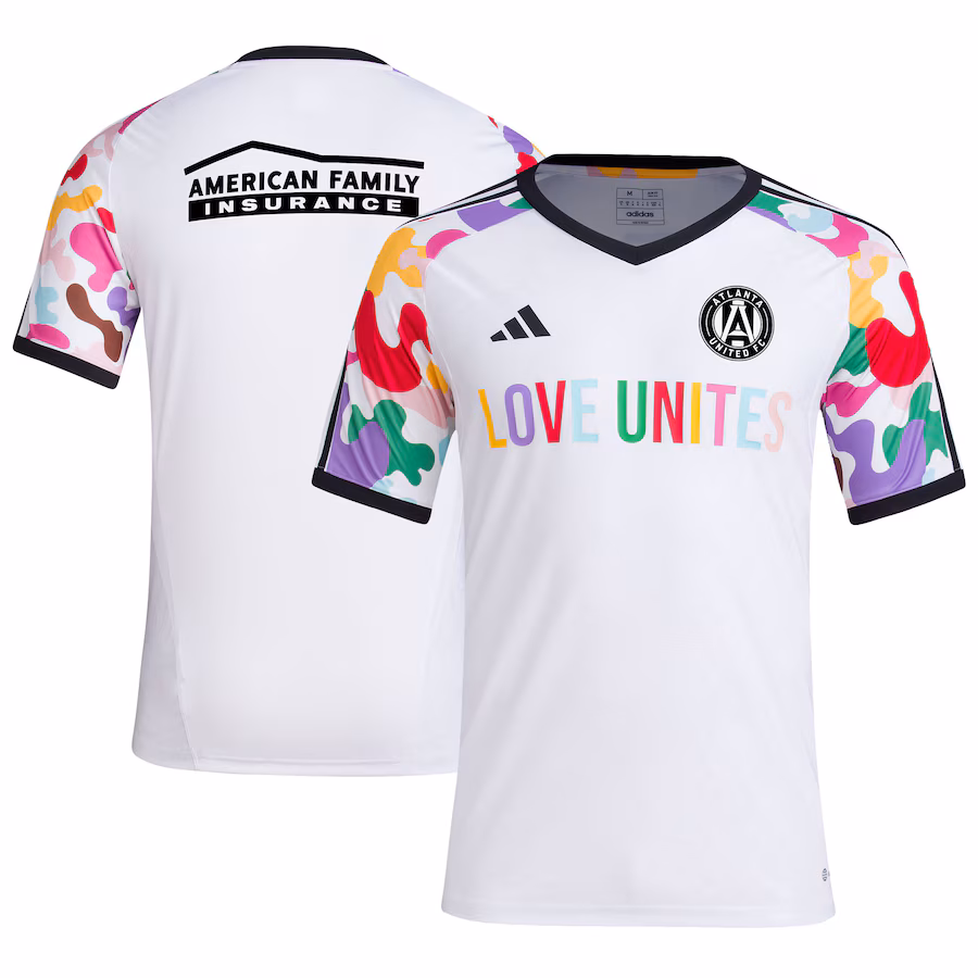 Men's Atlanta United FC  adidas White 2023 Pride Pre-Match Top