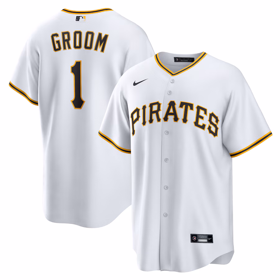 Men's Pittsburgh Pirates Nike White #1 Groom Home Replica Jersey