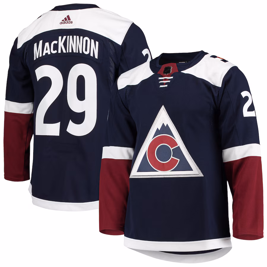 Men's Colorado Avalanche Nathan MacKinnon adidas Navy Alternate Primegreen Authentic Player Jersey